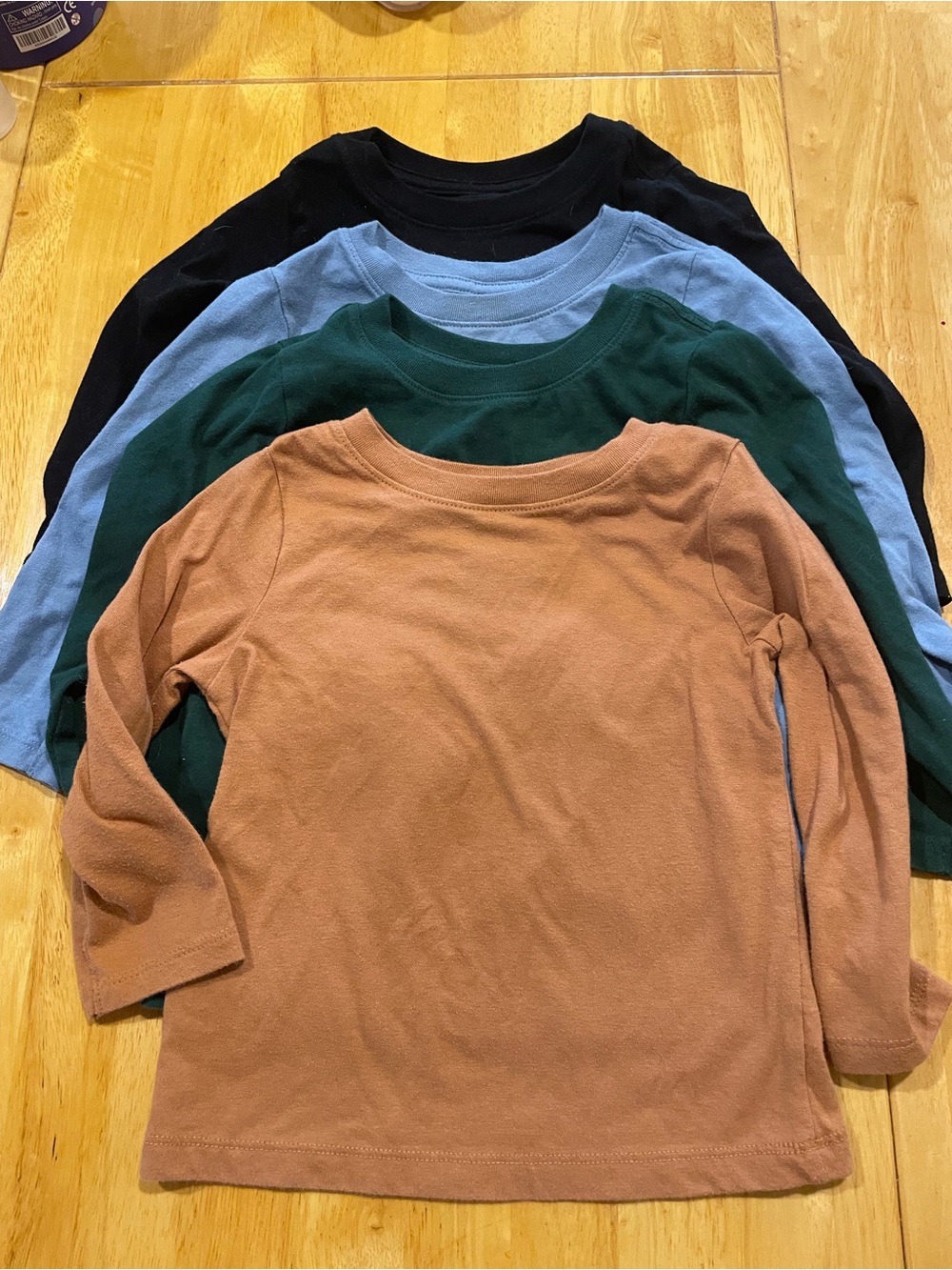 Kids Long-Sleeve Crewneck Shirt - Brown, Green, Light Blue, Black **